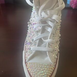 Converse White Iridescent Crystal Sneakers
